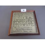 Small 19th Century alphabet needlework sampler by E.G. Johnson 1814, 5.