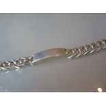 Heavy silver chain link identity bracelet