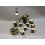 Solian ware Soho pottery six place setting coffee service together with an Art Deco cut glass