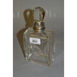 Early 20th Century silver mounted glass decanter with stopper of rectangular form