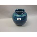 Large Bitossi Rimini blue ovoid vase,