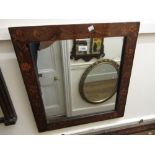 Antique Dutch parquetry rectangular wall mirror,