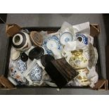 Box containing a small quantity of various oriental vases, bowls,