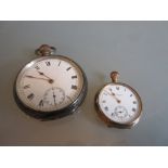 English silver cased open face crown wind pocket watch (dial at fault),