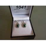 Pair of 18ct white gold emerald and diamond drop earrings