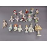 Box containing a collection of seventeen various large porcelain half dolls CONDITION