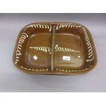 Antique brown Slipware two division shallow bowl