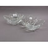 Pair of Daum clear glass oval sweetmeat dishes of foliate design, 6.