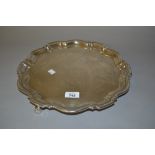 20th Century Chester silver salver in 18th Century style with a shaped moulded rim on three scroll