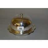 Circular silver muffin dish with cover and inner tray, Sheffield,