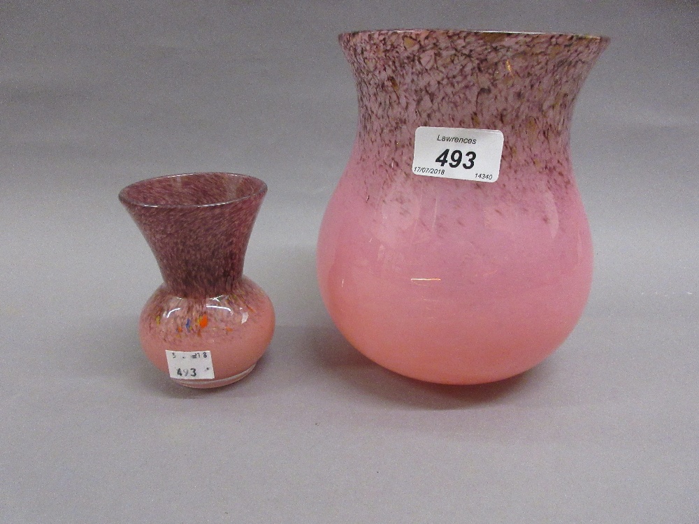Monart pink gold flecked baluster form glass vase,