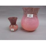 Monart pink gold flecked baluster form glass vase,