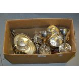 Set of ten modern silver plated goblets and a small quantity of other miscellaneous silver plate