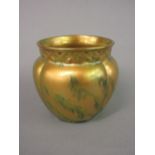 Zsolnay Pec gold and green lustre fluted bowl,