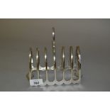 Large six division silver toast rack, Sheffield,