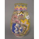 Poole Carter Stabler Adams baluster form pottery vase, painted with flowers and geometric banding,