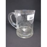 Edward VIII Accession and Coronation commemorative etched glass mug,