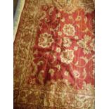 Red ground Ziegler design machine rug, 1.9m x 1.