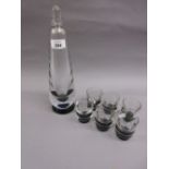 Orrefors clear and black glass spirit decanter with stopper,