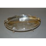 Oval pierced silver presentation shallow bowl, Sheffield,