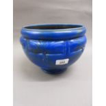 Bretby Art Deco relief moulded pottery jardiniere on blue ground CONDITION REPORT
