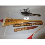 Tunbridge ware page turner, similar letter opener,