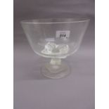 Modern Lalique clear and frosted glass pedestal bowl, 8.