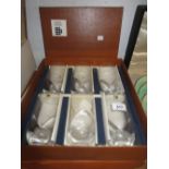 Set of twelve Daum crystal whisky tumblers with etched signature marks in two original boxes