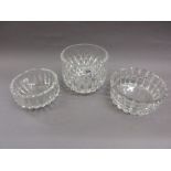 Orrefors facet cut glass fruit bowl, etched signature mark, 8ins wide, together with a similar bowl,