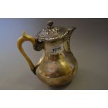 19th Century French silver hot water pot with an ivory scroll handle