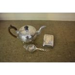 19th Century silver plated on copper teapot,