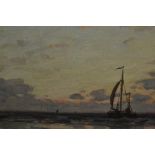 Terrick Williams, oil on board, sunset marinescape,