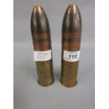 Two artillery shell cases engraved T.