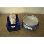 Harrods silver plated teapoy in original box,