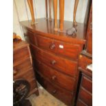 Victorian mahogany bow front chest of two short and three long graduated drawers with knob handles