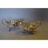 Pair of George II silver sauce boats, makers mark J.P.