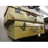 Two early 20th Century vellum suitcases