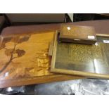 Rectangular marquetry inlaid tray,