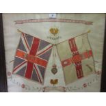 Early 20th Century silkwork regimental coat of arms for the Cheshire Regiment, 20ins x 23ins,