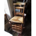 Pair of 18th Century elm Lancashire spindle back side chairs with rush seats