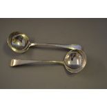 Two George III silver old English Feather Edge pattern sauce ladles