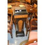 19th Century Continental ebonised burr walnut and marquetry inlaid display plinth, 40.