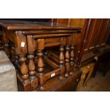 Nest of three good quality 20th Century oak rectangular occasional tables in 17th Century style,