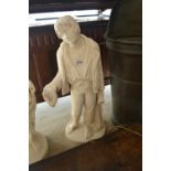 Giuseppe Levi, carved white marble figure of a beggar boy holding his cap,
