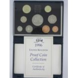 Cased proof set of seven Queen Elizabeth, the Queen Mother 80th Birthday commemorative coins,