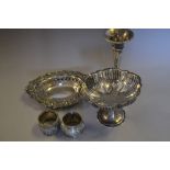 Birmingham silver pedestal dish, an oval silver trinket dish,