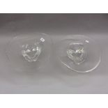 Pair of Orrefors Art Glass fruit dishes of irregular oval form, etched marks,