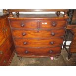 19th Century bow fronted chest of two short over three long graduated drawers having knob handles