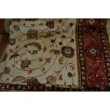 Beige ground Kashan design machine carpet, 2.