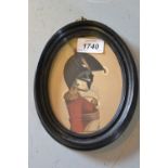 19th Century oval silhouette profile portrait of an army officer CONDITION REPORT